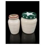White Milk Glass Ribbed Jars