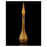 1960s Empoli Amber Wax Drip Glass Decanter