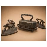 Three Cast Iron Miniature Irons & Hayes