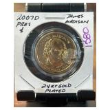 2007-D James Madison 24kt Gold-Plated Coin