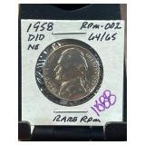 1958-D/D Jefferson Nickel RPM-002 DDO NE
