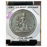 1980 US Mint Restrike 1779 Pewter Medal