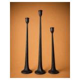 3 Black Metal Taper Candle Holders