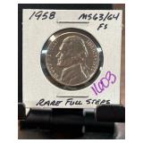 1958 Jefferson Nickel with Full Steps Designation