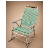 Mid Century Metal and Vinyl Cord Lawn Rocker Chair