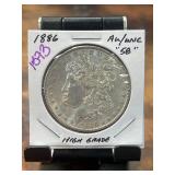 1886 Morgan Silver Dollar AU/UNC Condition