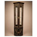 Black and Gold Chinoiserie Glass Display Cabinet