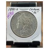 1881-S Morgan Silver Dollar, Graded CH AU