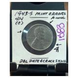 1943-S 4/4 Lincoln Cent with Mint Errors