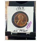 1963 Lincoln Proof Penny in Holder