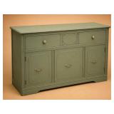 Green Painted Wooden Sideboard