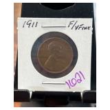 1911 Lincoln Wheat Cent Graded F/VF