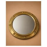 Round Brass Porthole Style Wall Mirror