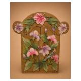 Hand-Painted Wooden Floral Wall Cabinet