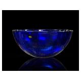 Welmo Signed Blue Art Glass Bowl