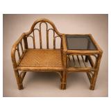 Rattan and Glass Telephone Table Chair Unit