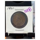 1901 Indian Head Cent in Protective Holder