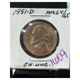 1951-D Jefferson Nickel MS64/65