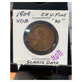 1909 VDB Lincoln Wheat Cent in Holder