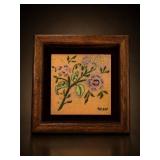 Handmade Israel Enamel on Copper Floral Plaque
