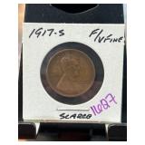 1917-S Lincoln Wheat Cent in Fine Condition