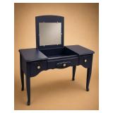 Blue Wooden Vanity Table With Mirror