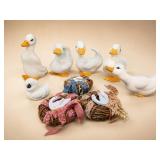 Cottagecore Ceramic Duck Figurines Set