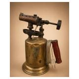 Brass Blow Torch with Red Handle Lamp