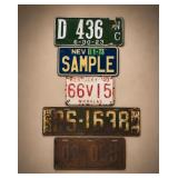 5 Vintage U.S. License Plates