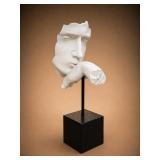 Abstract White Resin Face and Hand Sculpture