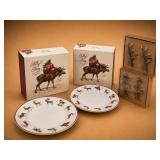 Pottery Barn Stilly Stag Salad Plates Napkin Rings