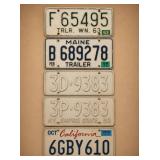 5 Vintage License Plates
