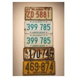 5 Vintage License Plates