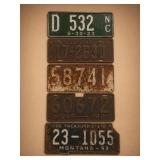 Five Vintage License Plates