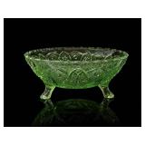 Green EAPG Pressed Glass Hobstar Dish
