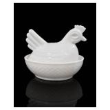 White Milk Glass Hen on Nest Dish