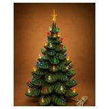 Ceramic Lighted Christmas Tree with Top Star