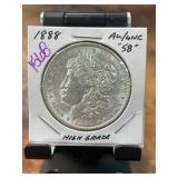 1888 Morgan Silver Dollar AU/UNC 58