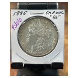 1885 Morgan Silver Dollar in Collector Holder