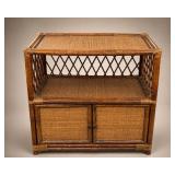 Rattan and Wicker Two-Tier Cabinet