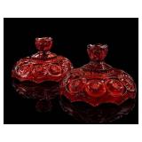 L.E. Smith Moon and Star Ruby Amberina Lids