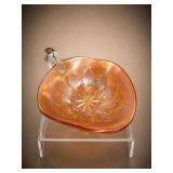 Antique Fenton Maple Leaf Glass Nappy Bowl