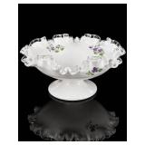 Fenton Glass Violets in the Snow Silver Crest