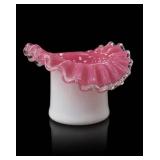 Fenton Pink Crest Glass Top Hat Figurine