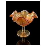 Fenton Marigold Carnival Glass Holly Compote