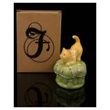 Fenton Art Glass Orange Tabby Cat Trinket Box