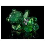Fenton Art Glass Green Reclining Bear Figurine