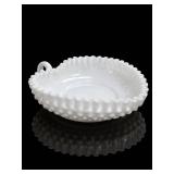 Fenton White Milk Glass Hobnail Nappy Dish