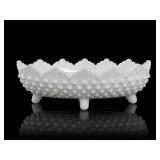 Fenton White Milk Glass Hobnail Oval Footedï¿½Bowl