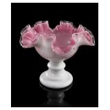 Fenton Peach Crest Milk Glass Pedestal Bowl